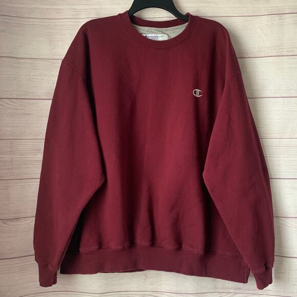 Vintage Champion Eco Authentic Maroon Red Logo Sweatshirt Pullover 90s Size 2XL - Picture 1 of 16